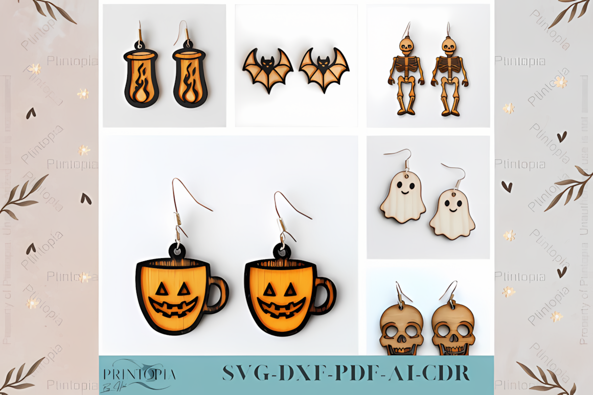 creepy style halloween earrings svg
