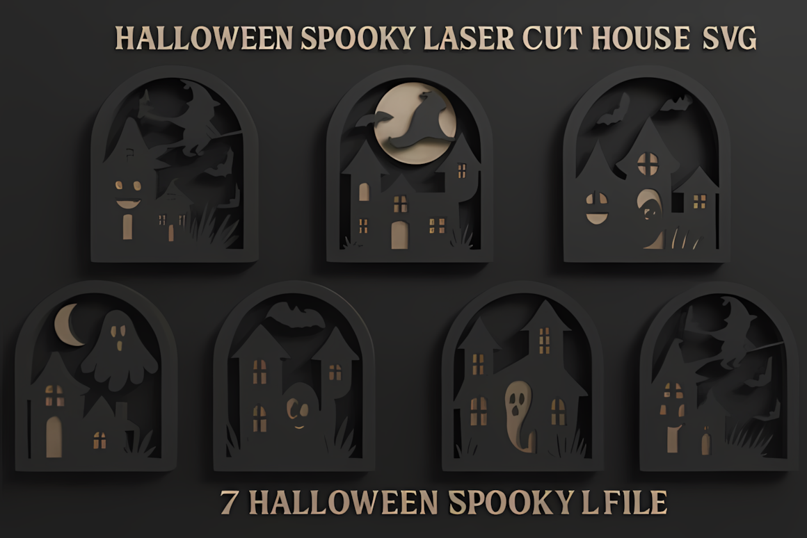 spooky halloween house laser cut svg