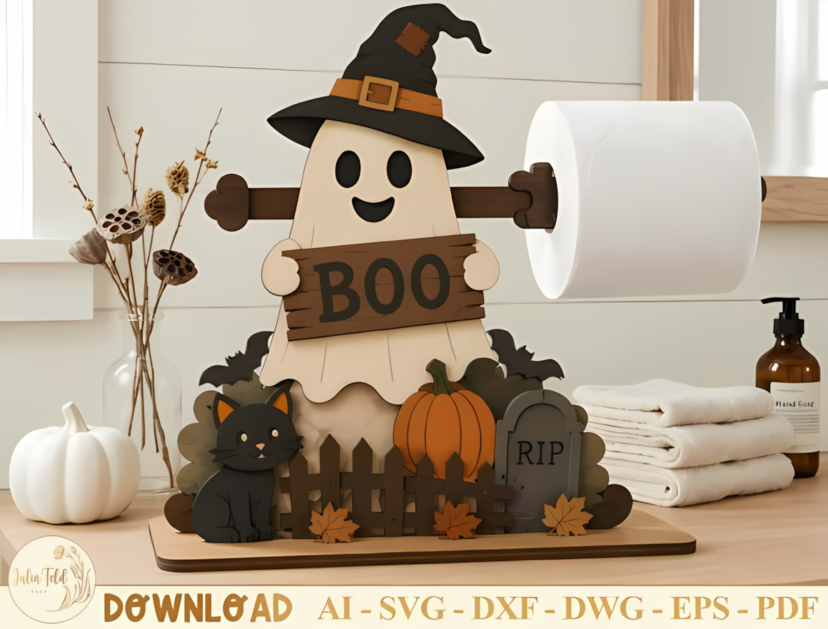 toilet paper holder halloween standing sign laser cut