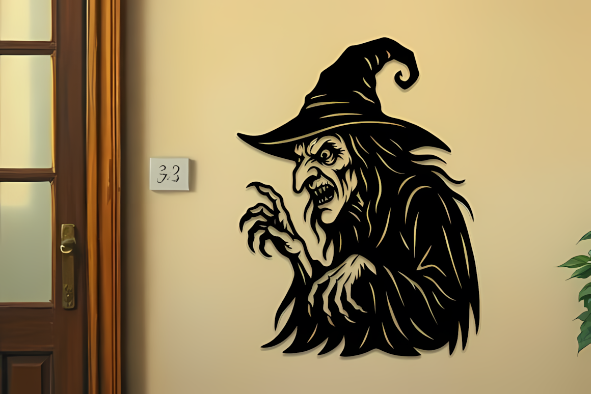 witch wall art halloween laser cut