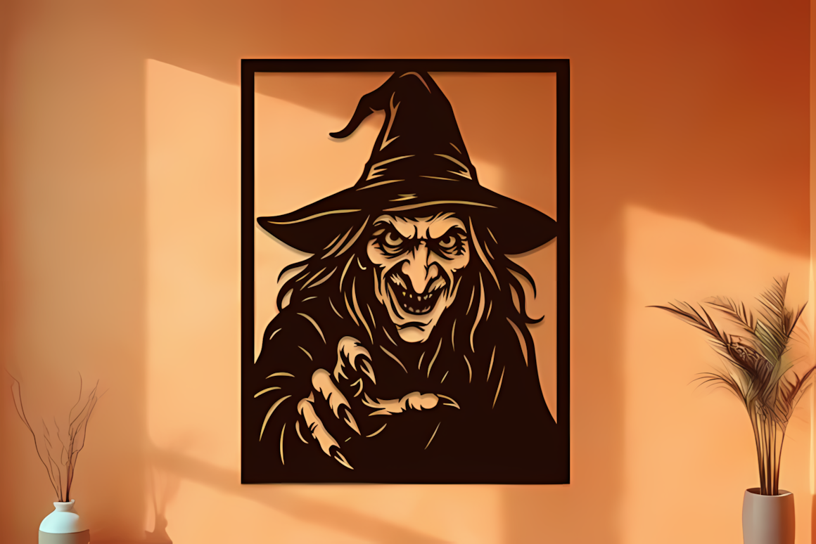 witch wall art laser cut halloween