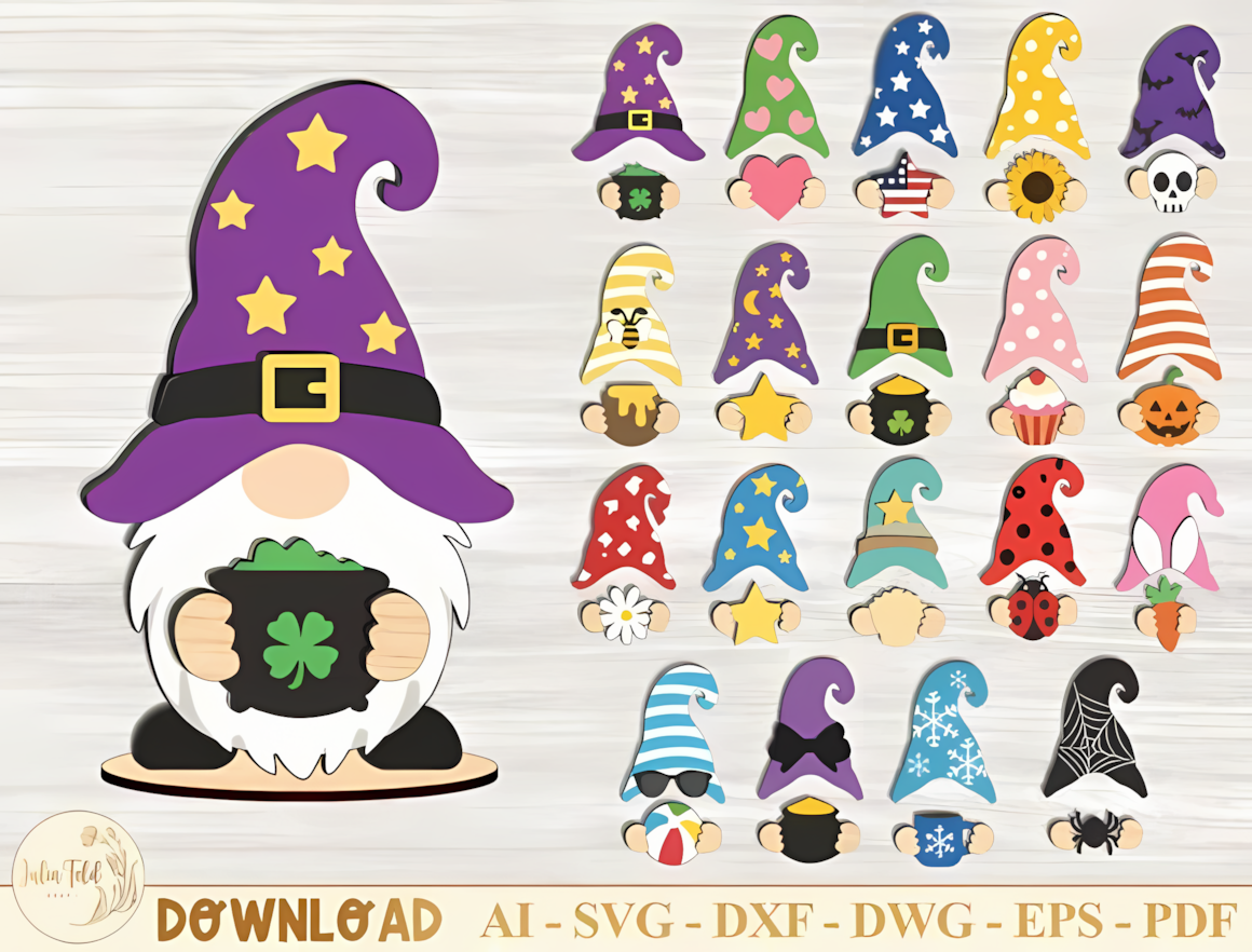 interchangeable gnome halloween shelf sitter laser cut