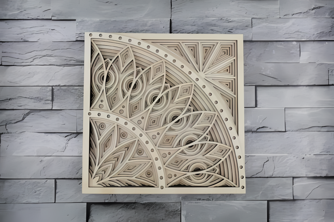 intricate circular mandala 3d wall panel laser cut vector
