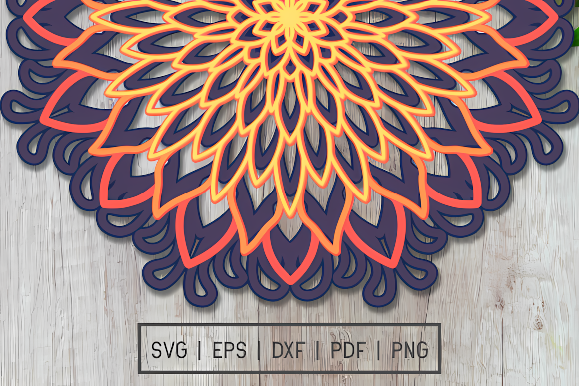 half mandala 3d wall decor laser cut floral pattern