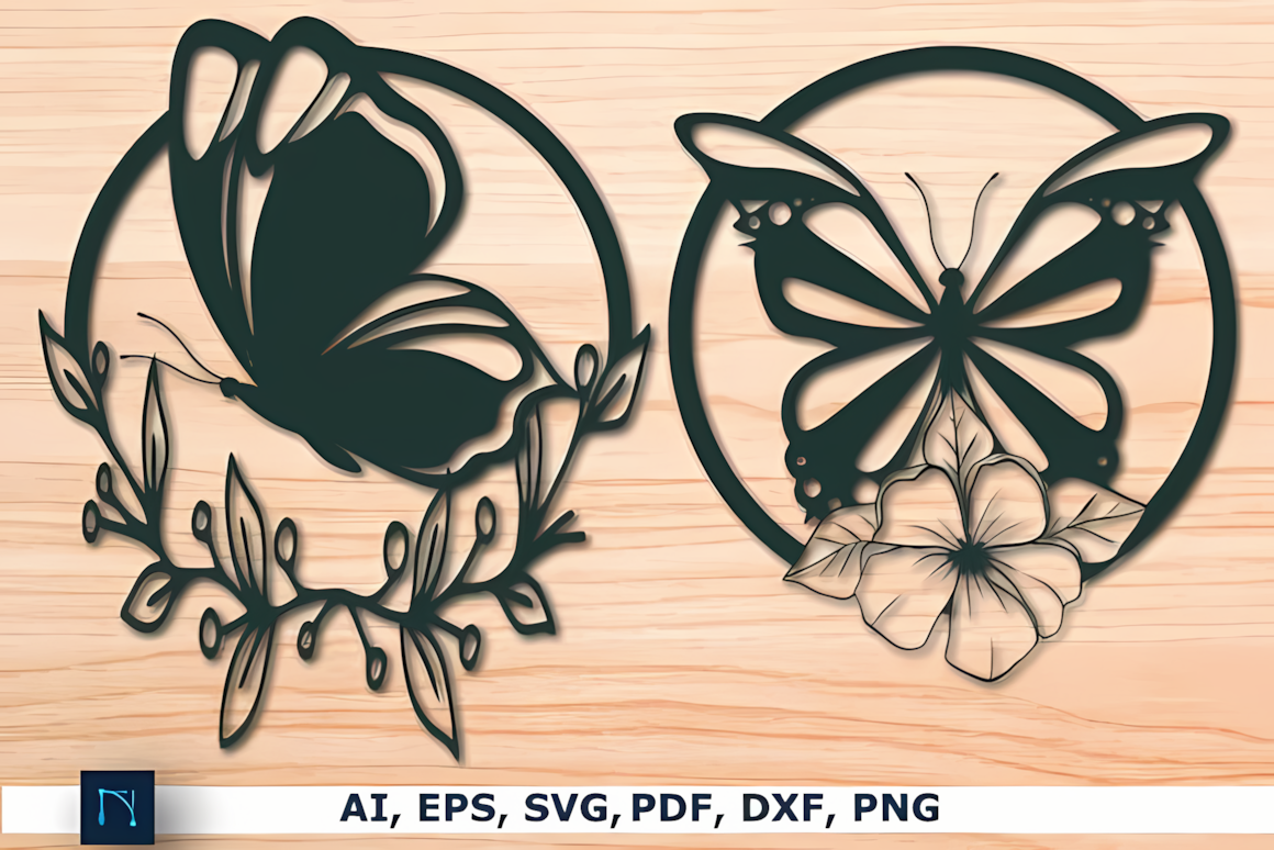 laser cut butterfly vine set svg