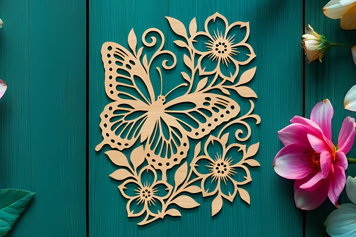 botanical butterfly silhouette cut file