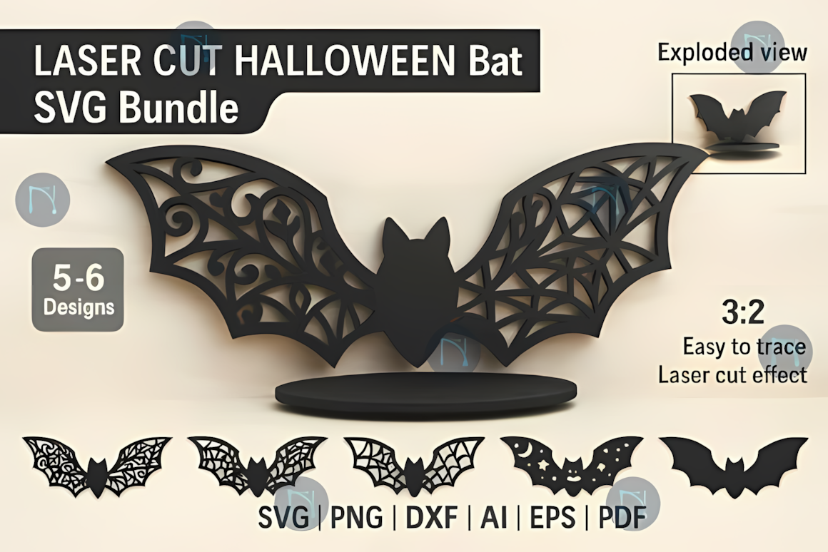 bat bundle halloween shelf sitter laser cut