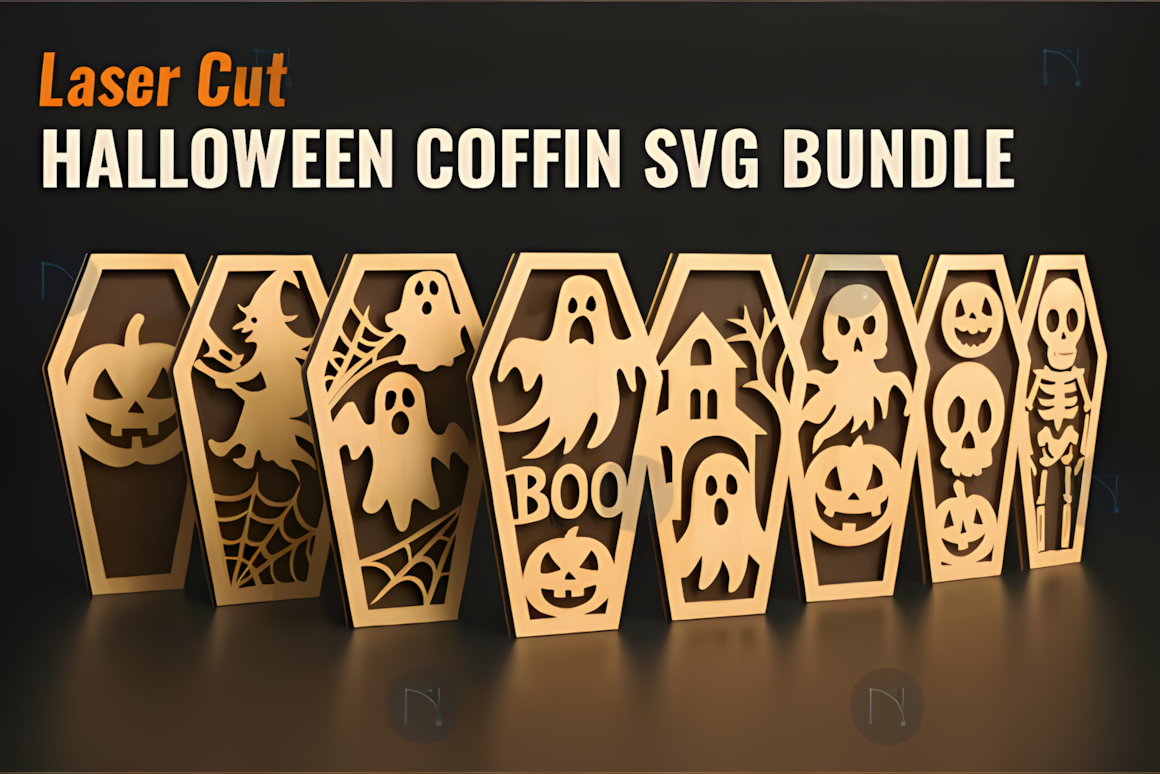 3d coffin halloween laser cut bundle