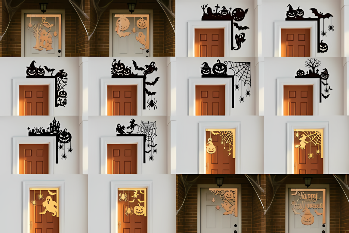 multi pack halloween laser cut door frame corner dxf