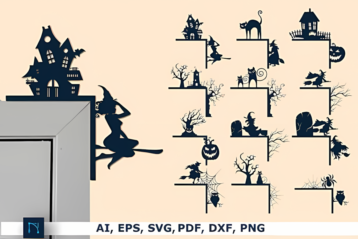 commercial use halloween door corner laser cut bundle