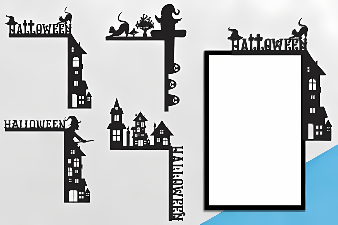 split level laser cut halloween door corner dxf