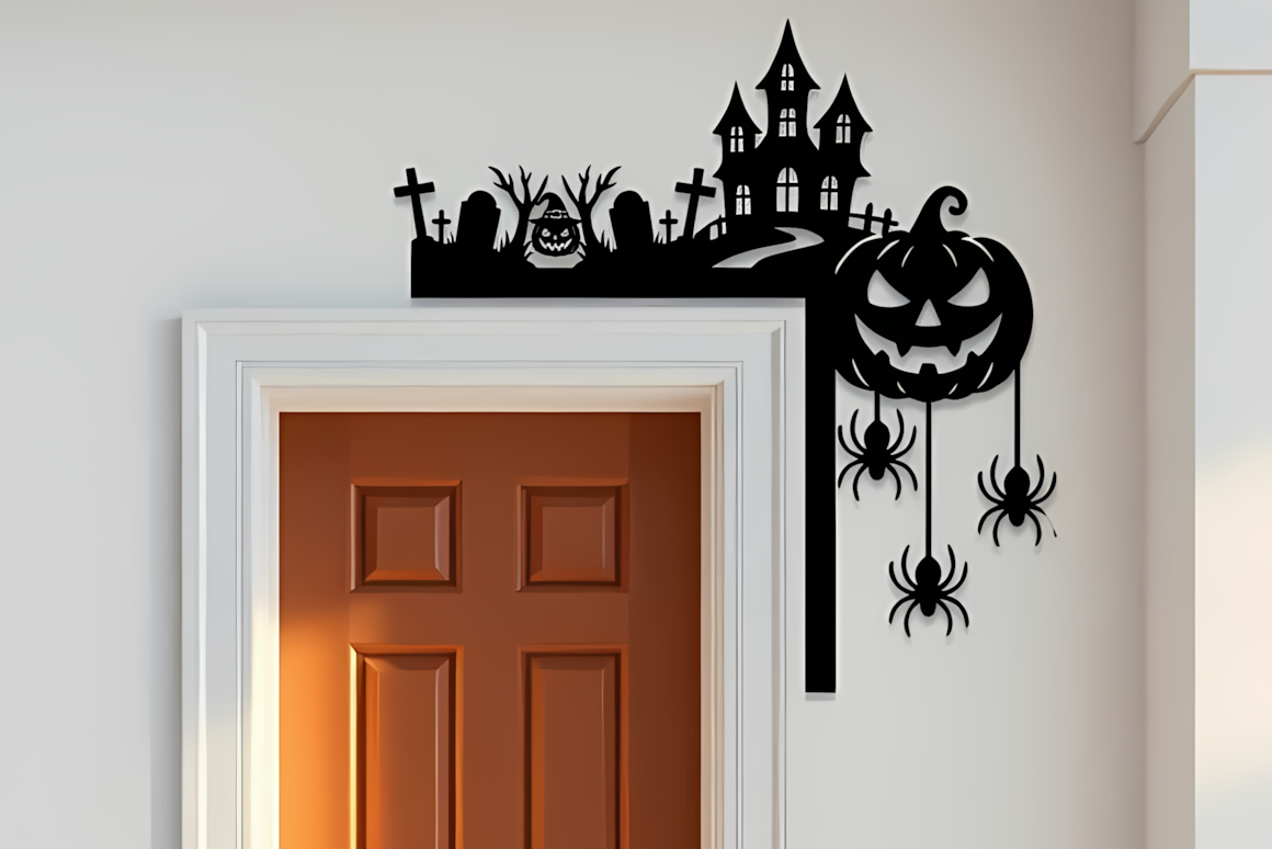 laser cut wooden halloween door corner decor