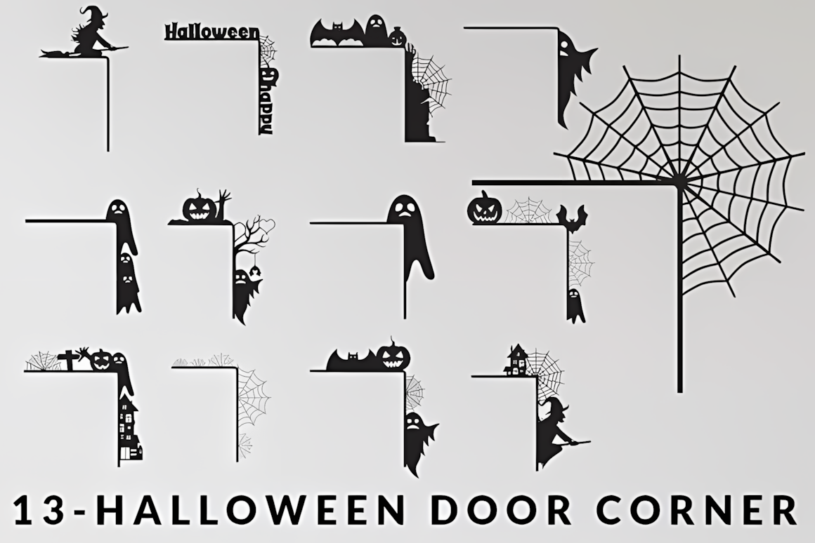 craft laser cut halloween door corner template