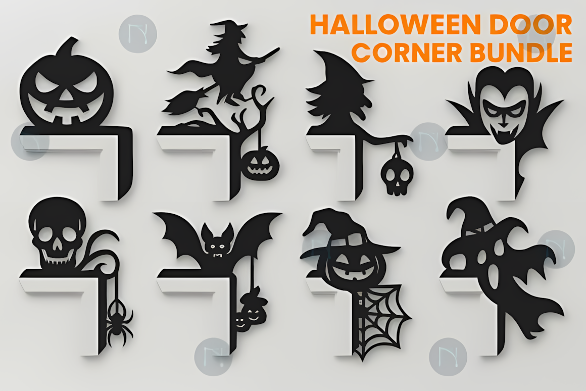 bundle halloween door corner svg dxf glowforge