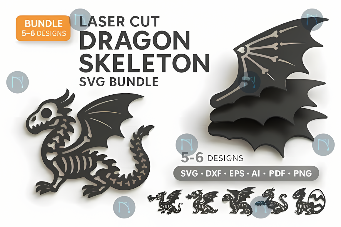 dragon skeleton halloween laser cut svg