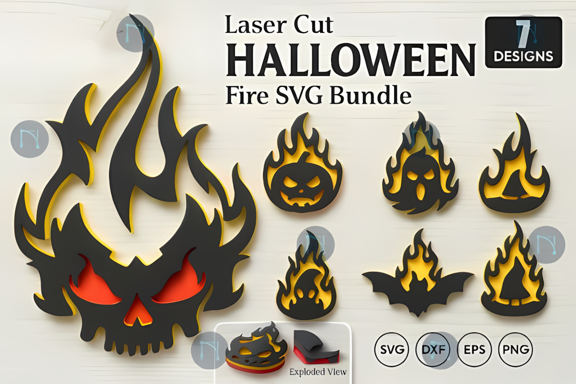 unique fire halloween hanging silhouettes svg stencil