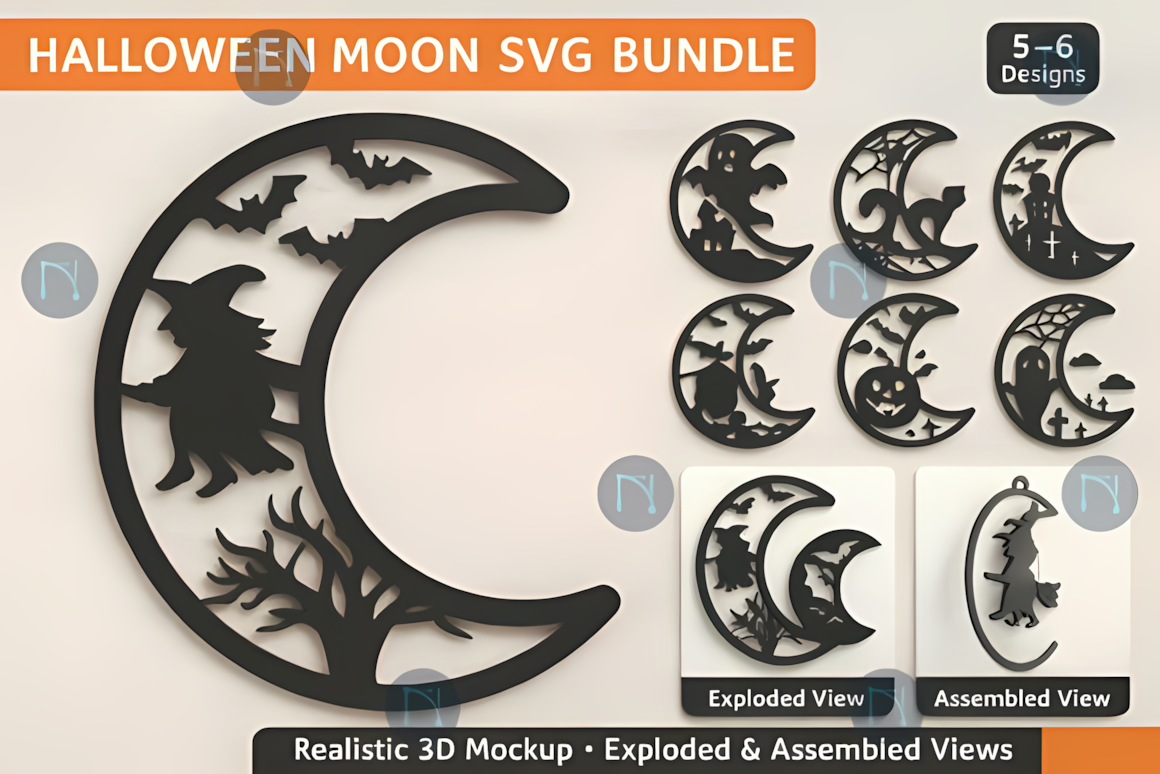 craft moon halloween hanging decor stencil
