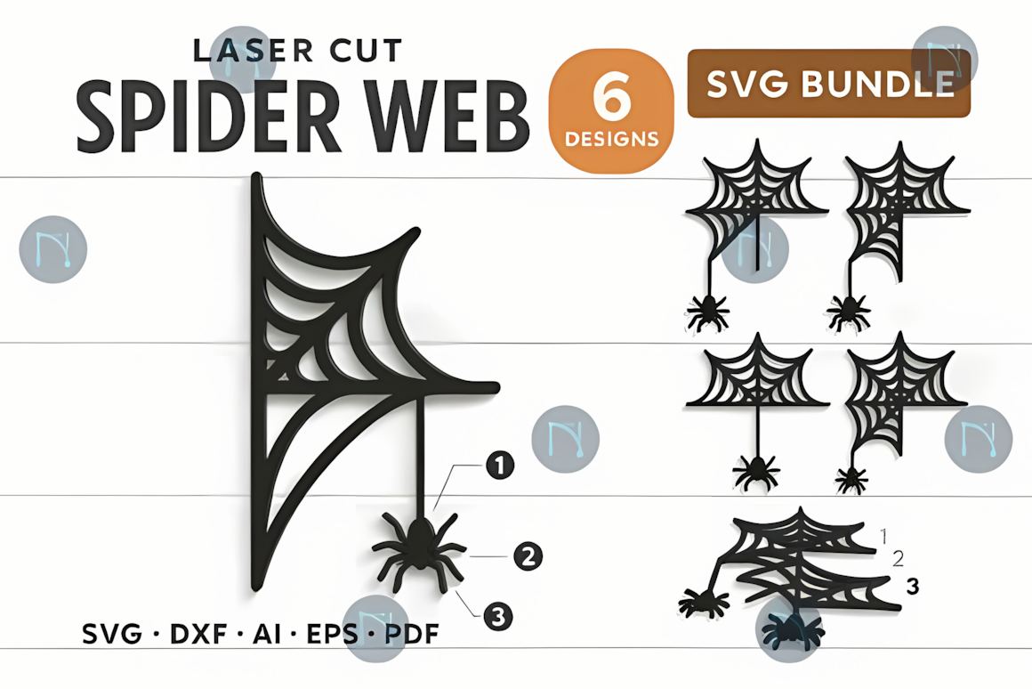 spooky spider web corner door frame laser file