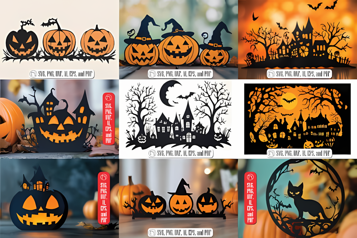 laser cut halloween svg file bundle