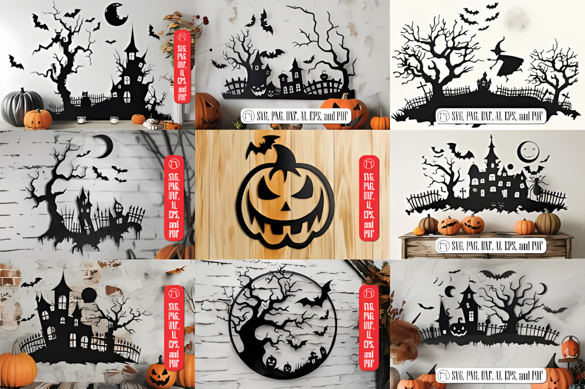 laser cut halloween wall art design