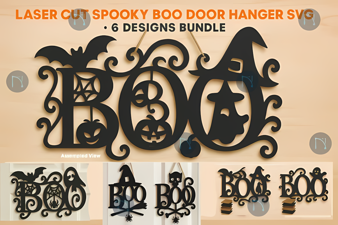 spooky boo halloween hanging sign dxf pattern