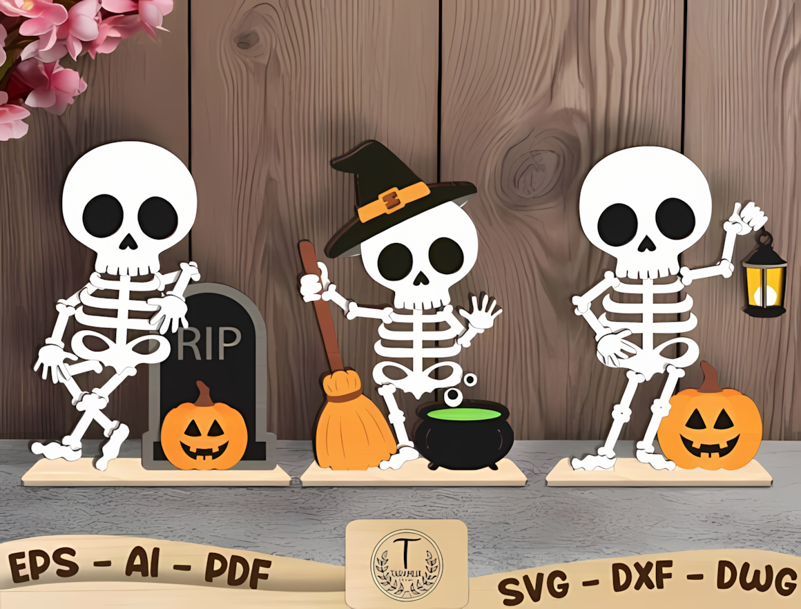 layered halloween skeleton 3d halloween shelf sitter svg