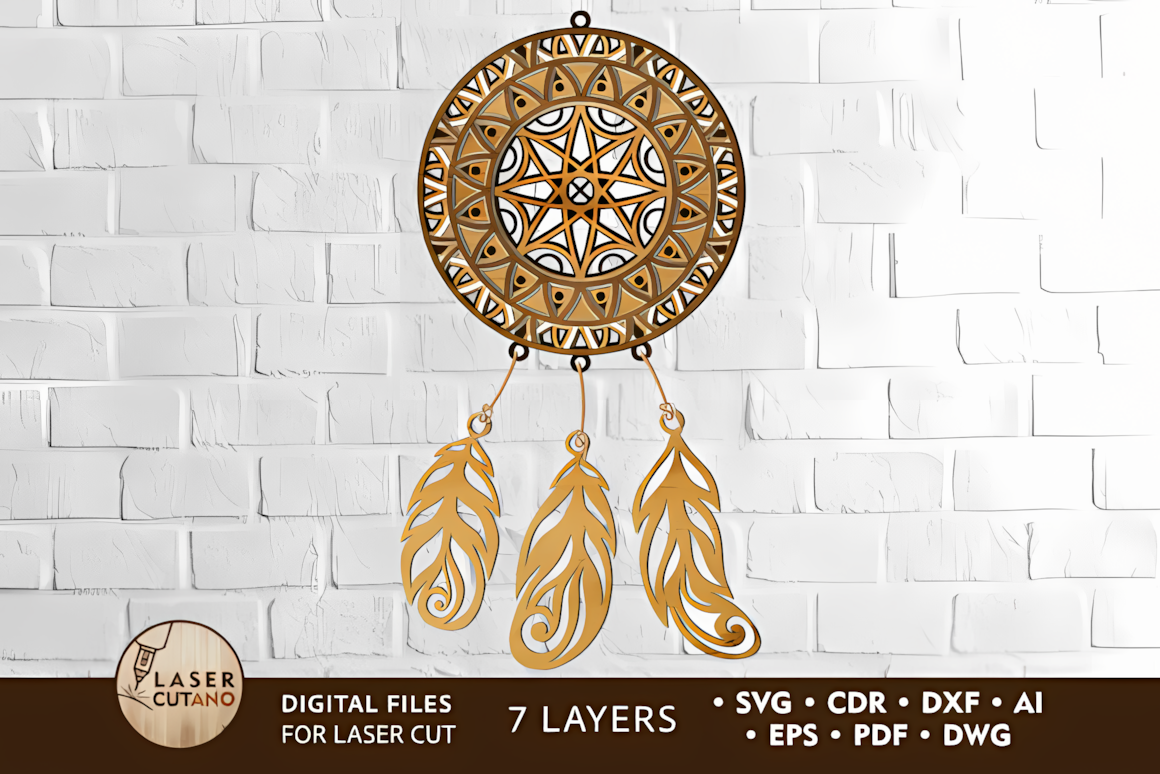 dream catcher mandala 3d layered wall decor laser cut