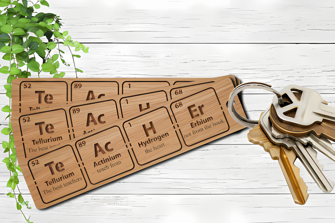 Layered teacher keychain laser cut svg and png design with transparent background