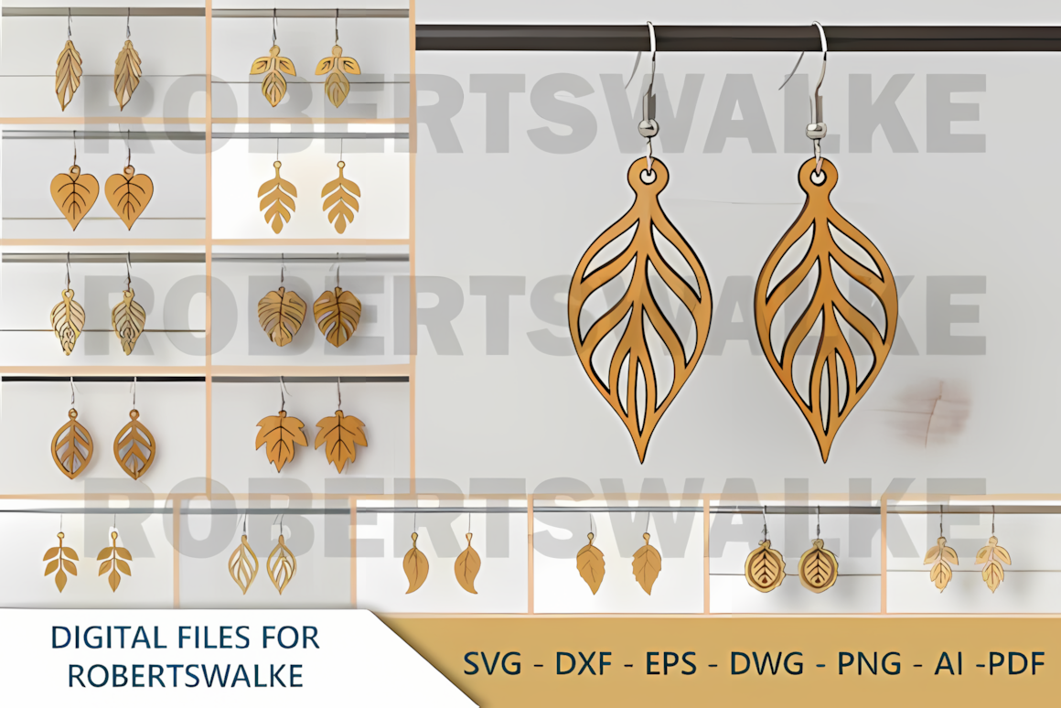 geometric fall leaves laser cur earring bundle