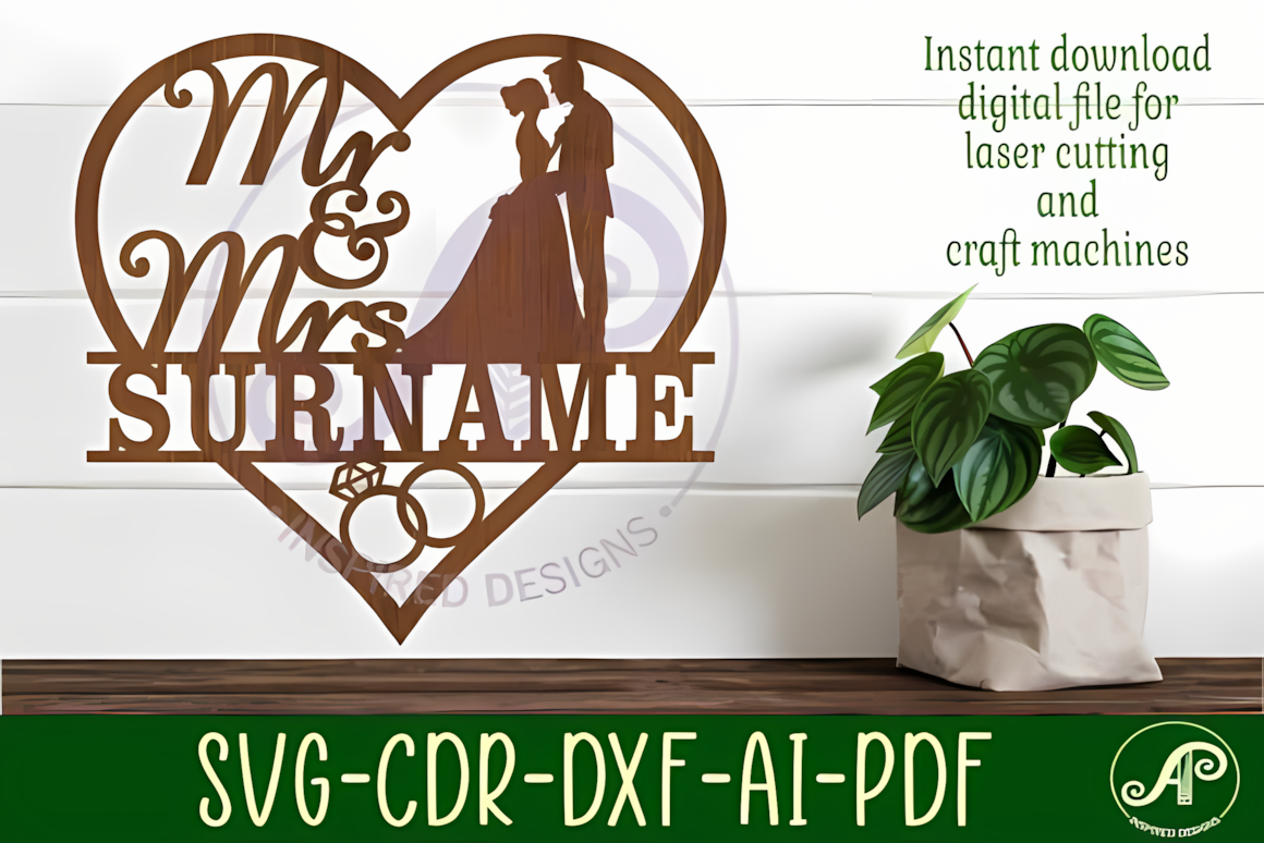 romantic bride groom wedding sign laser