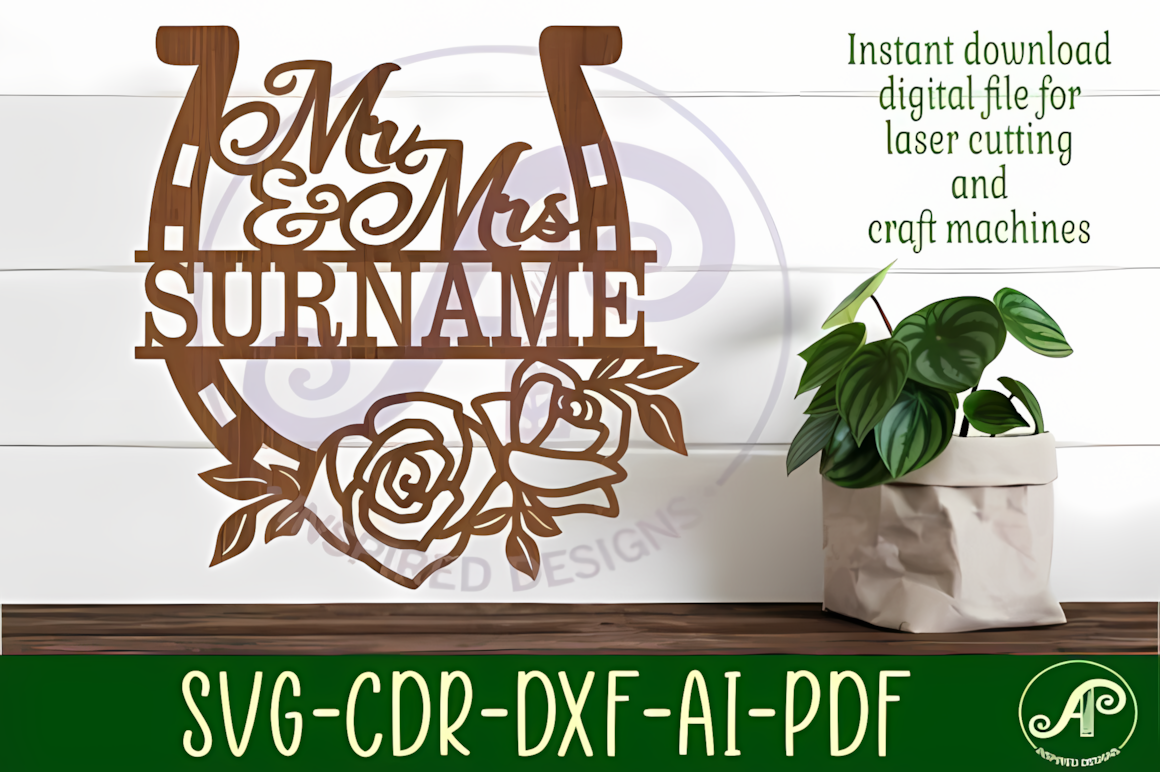 rose horseshoe wedding sign laser cut