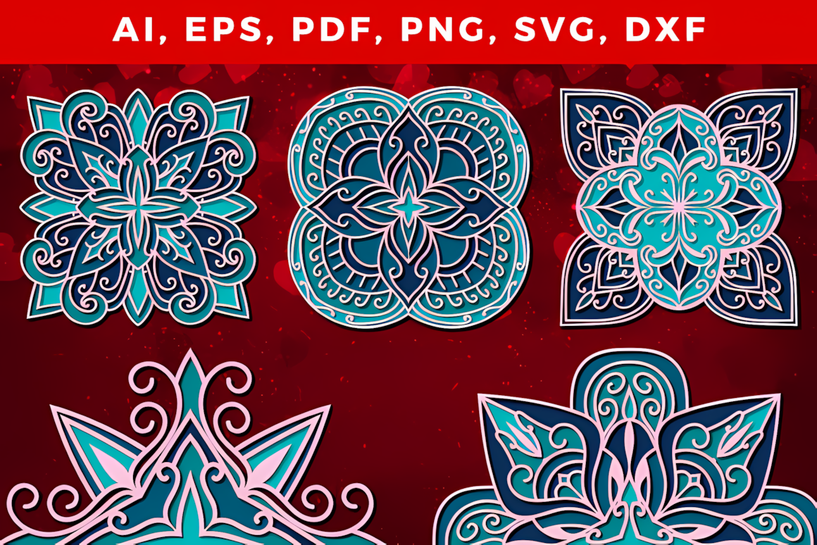 lace style mandala 3d wall art bundle laser cut vector