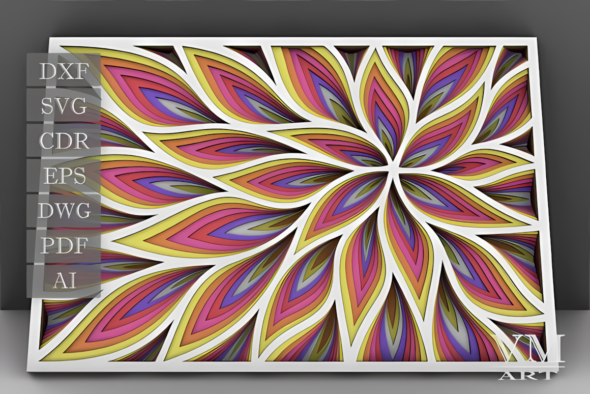 multilayer flower mandala svg design for laser cutting machines