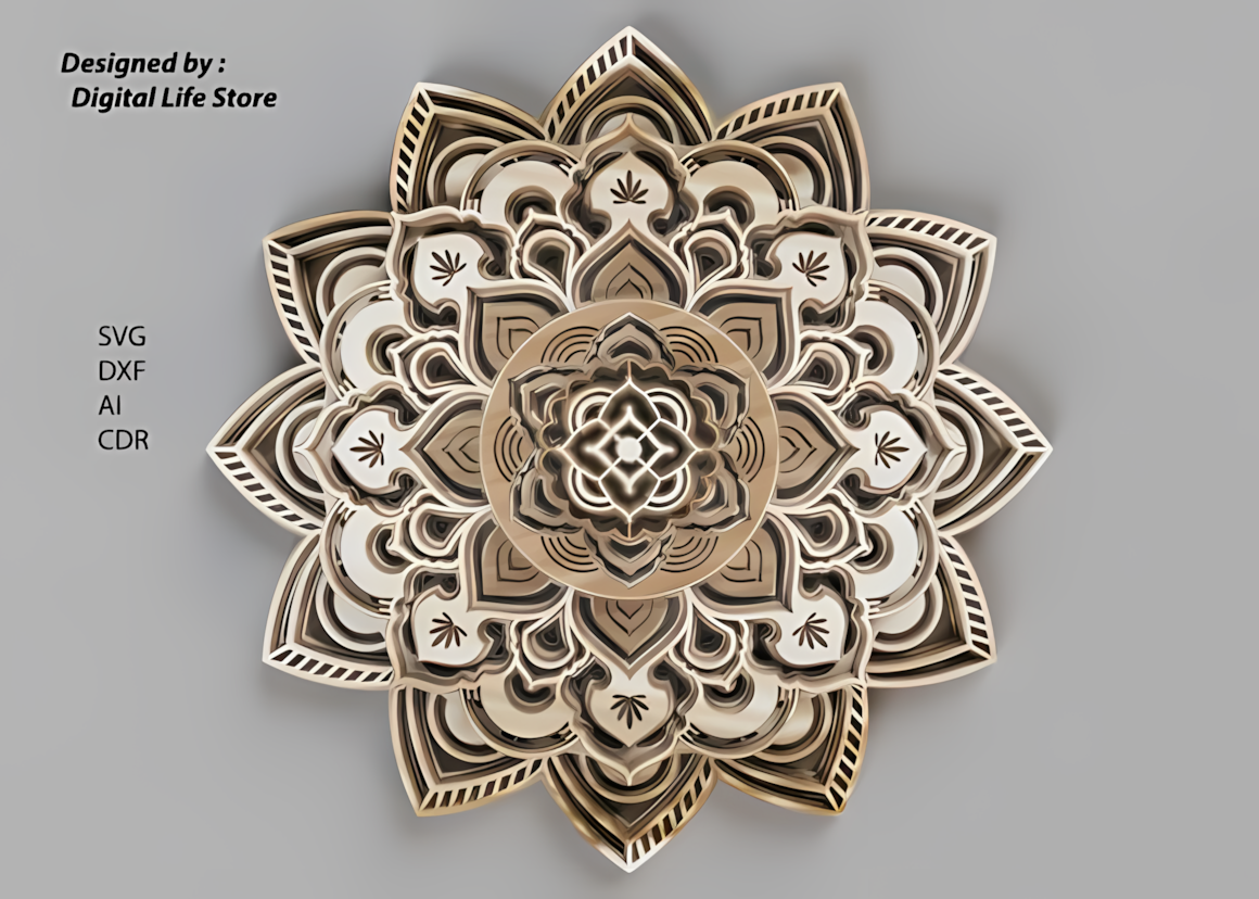 dome style circular mandala 3d wall art laser cut file
