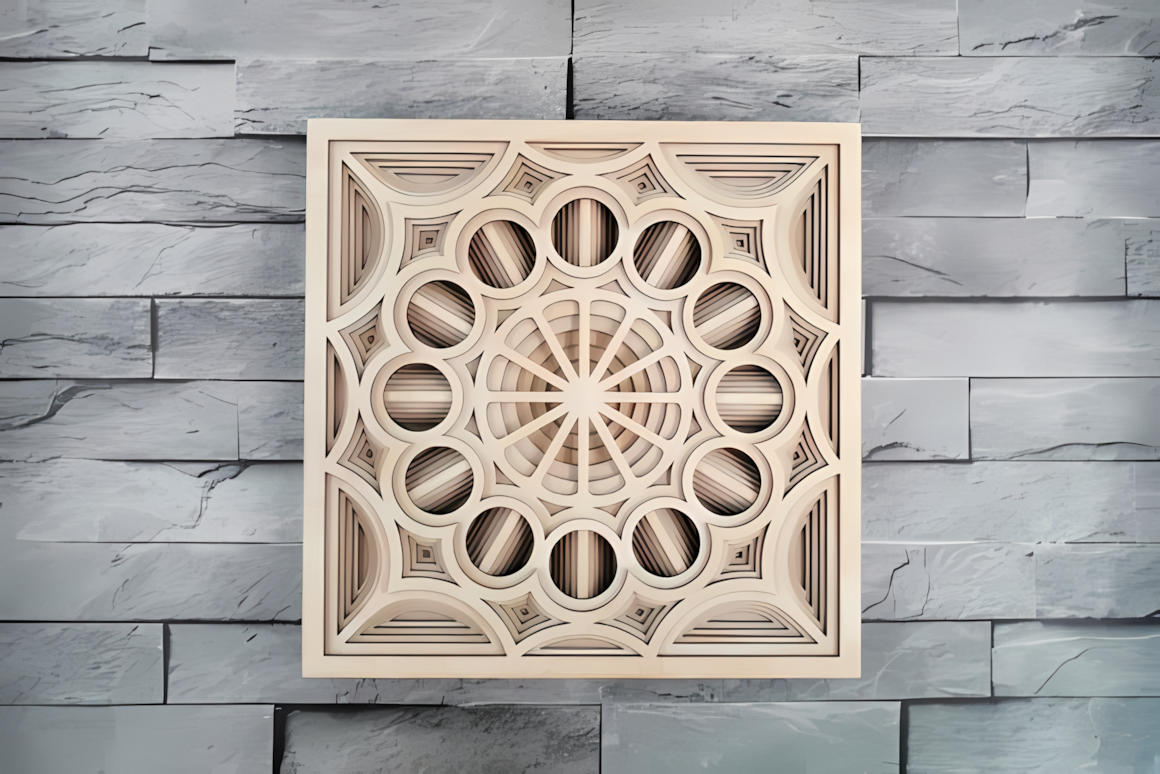 octagram 8-pointed star mandala 3d wall decor laser file