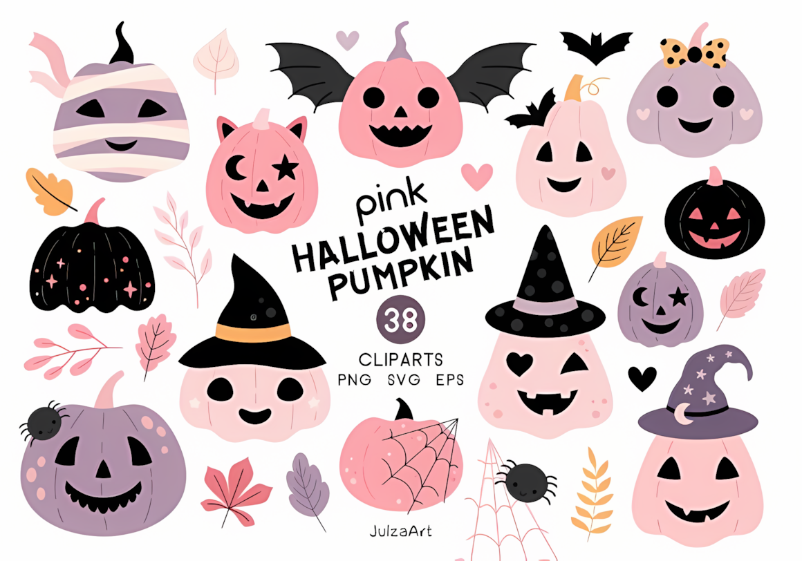 girly pink halloween pumpkin clipart transparent background