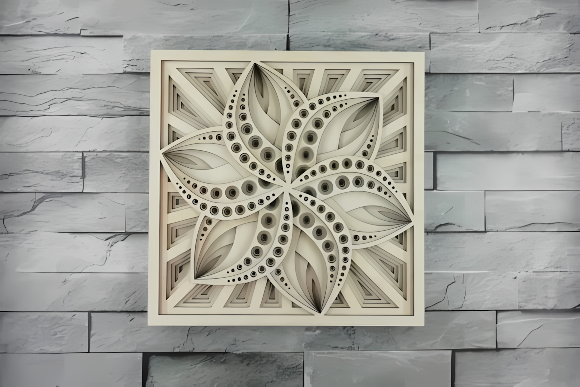 starburst geometric mandala 3d wall art laser template