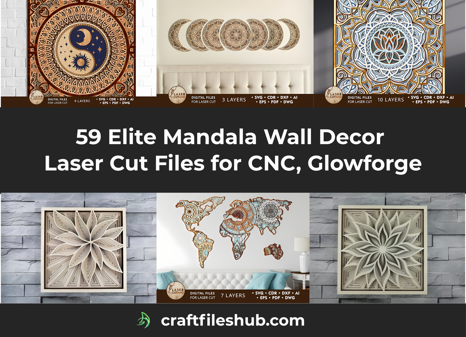 You are currently viewing 59 Elite Mandala Wall Decor Laser Cut Files for CNC, Glowforge