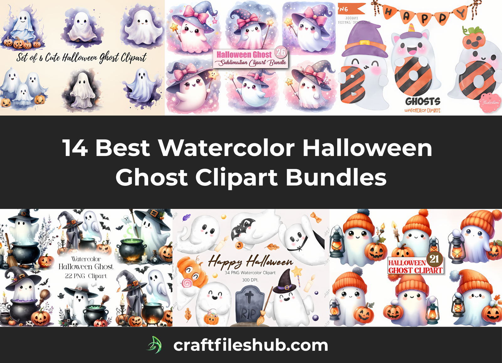 You are currently viewing 14 Best Watercolor Halloween Ghost Clipart Bundles