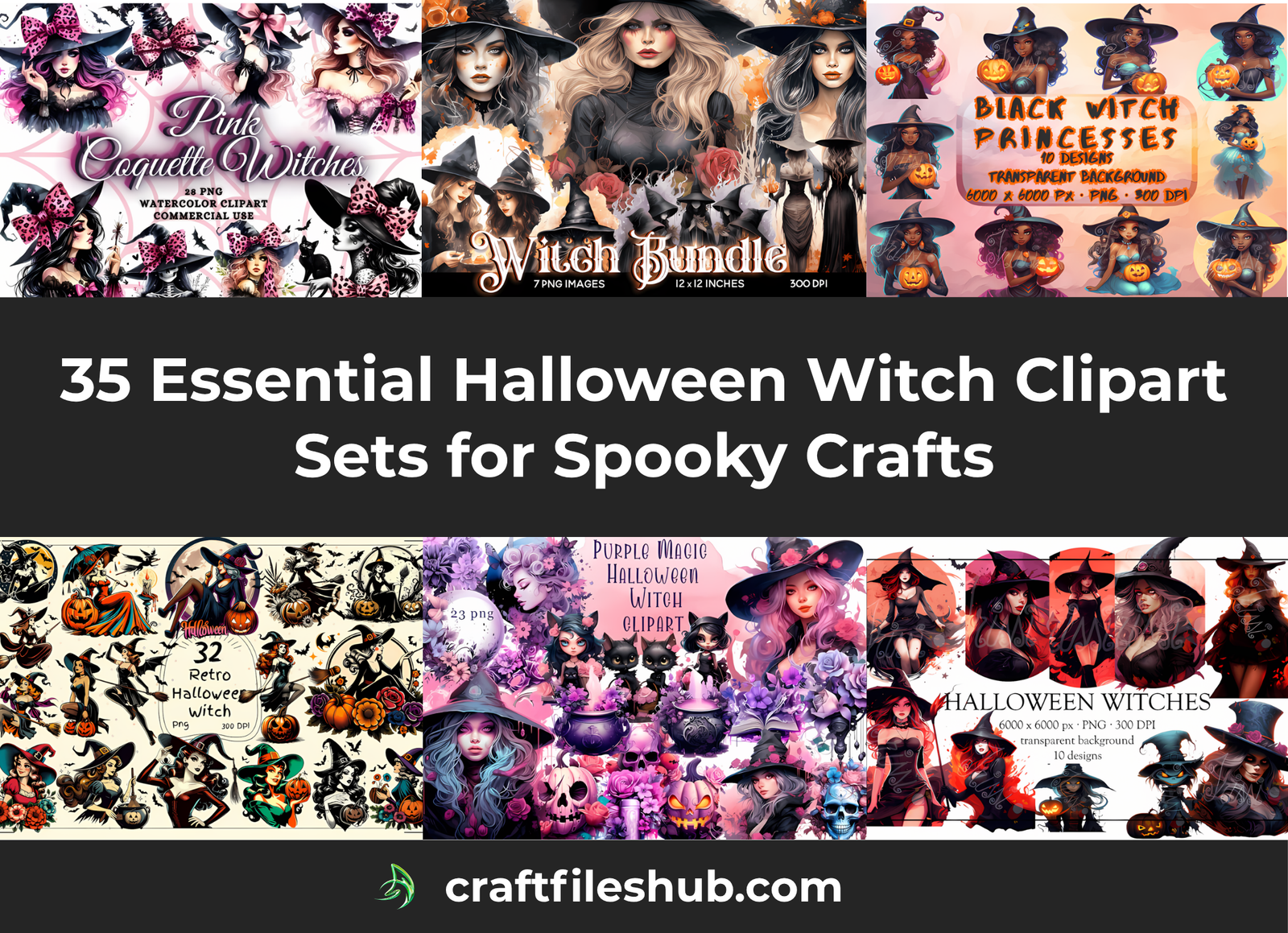 You are currently viewing 35 Essential Halloween Witch Clipart Sets for Spooky Crafts