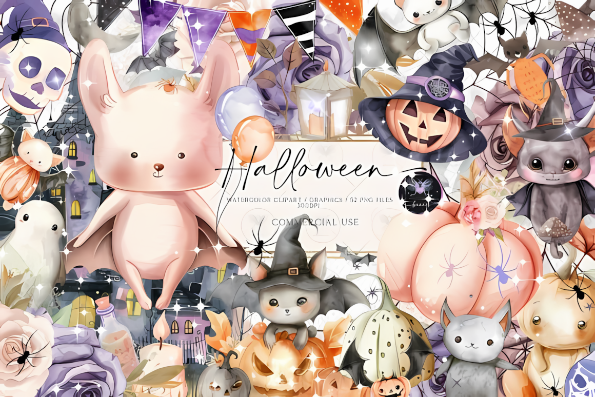 vibrant watercolor halloween pumpkin png graphic