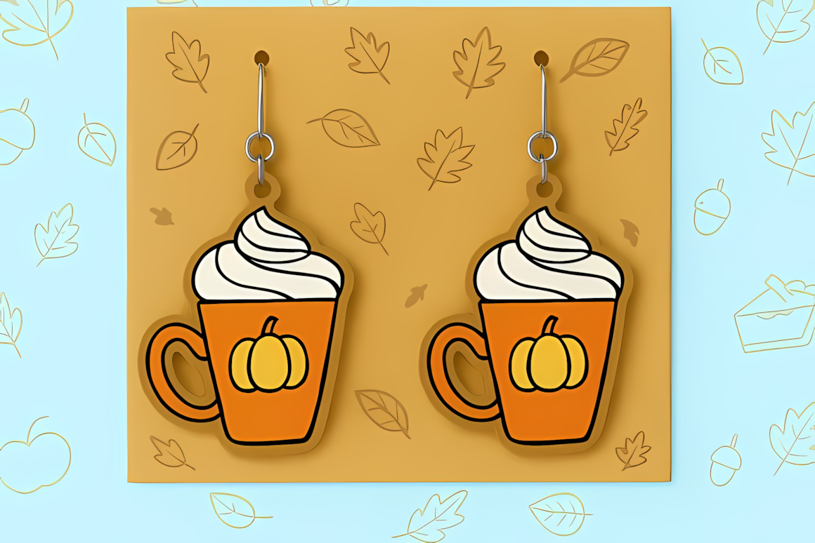 pumpkin latte fall earring svg laser cut pattern