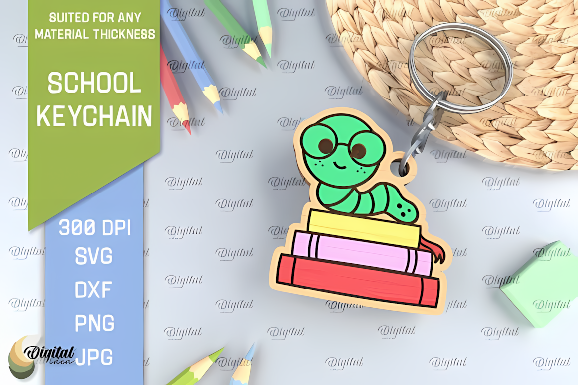 School wooden keychain laser cut svg design file for home or office decor