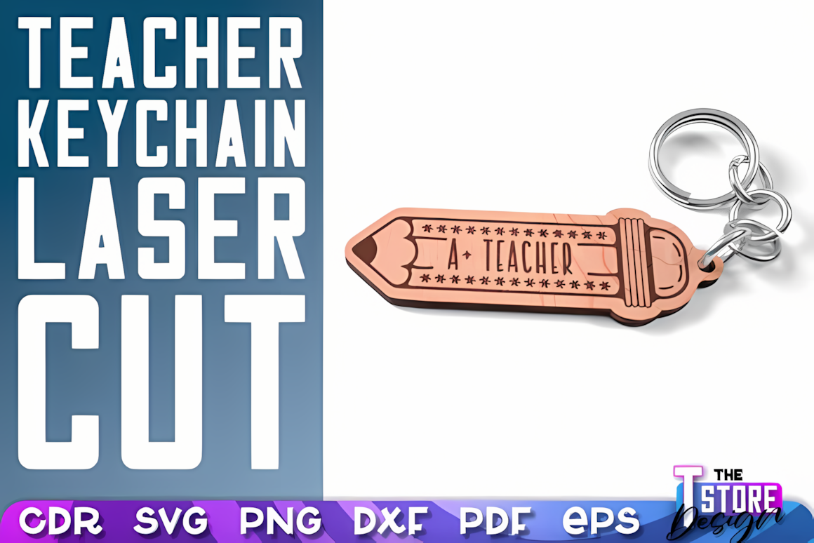 Simple school themed keychain laser cut svg design for CNC machines