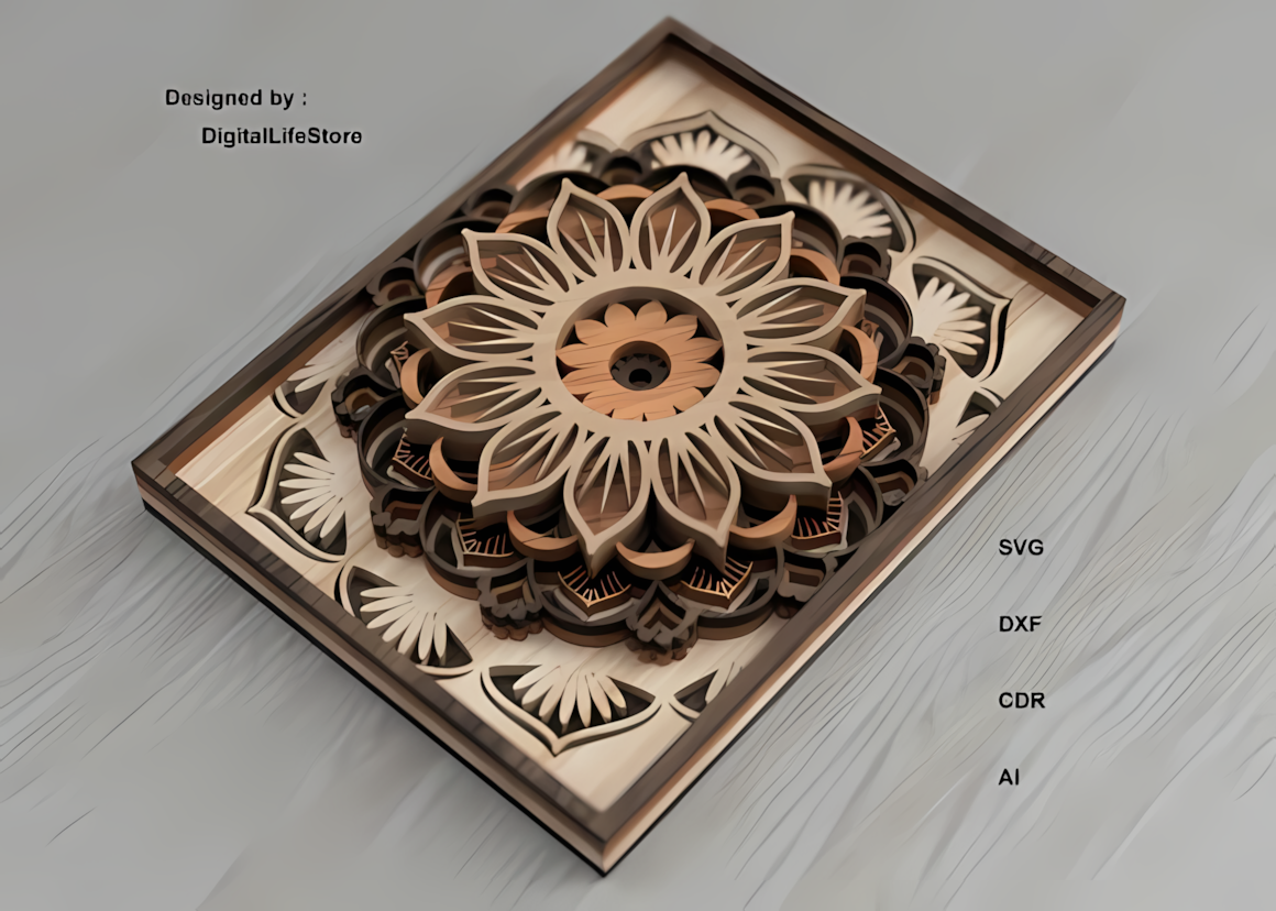 stacked multilayered mandala 3d wall ornament laser file