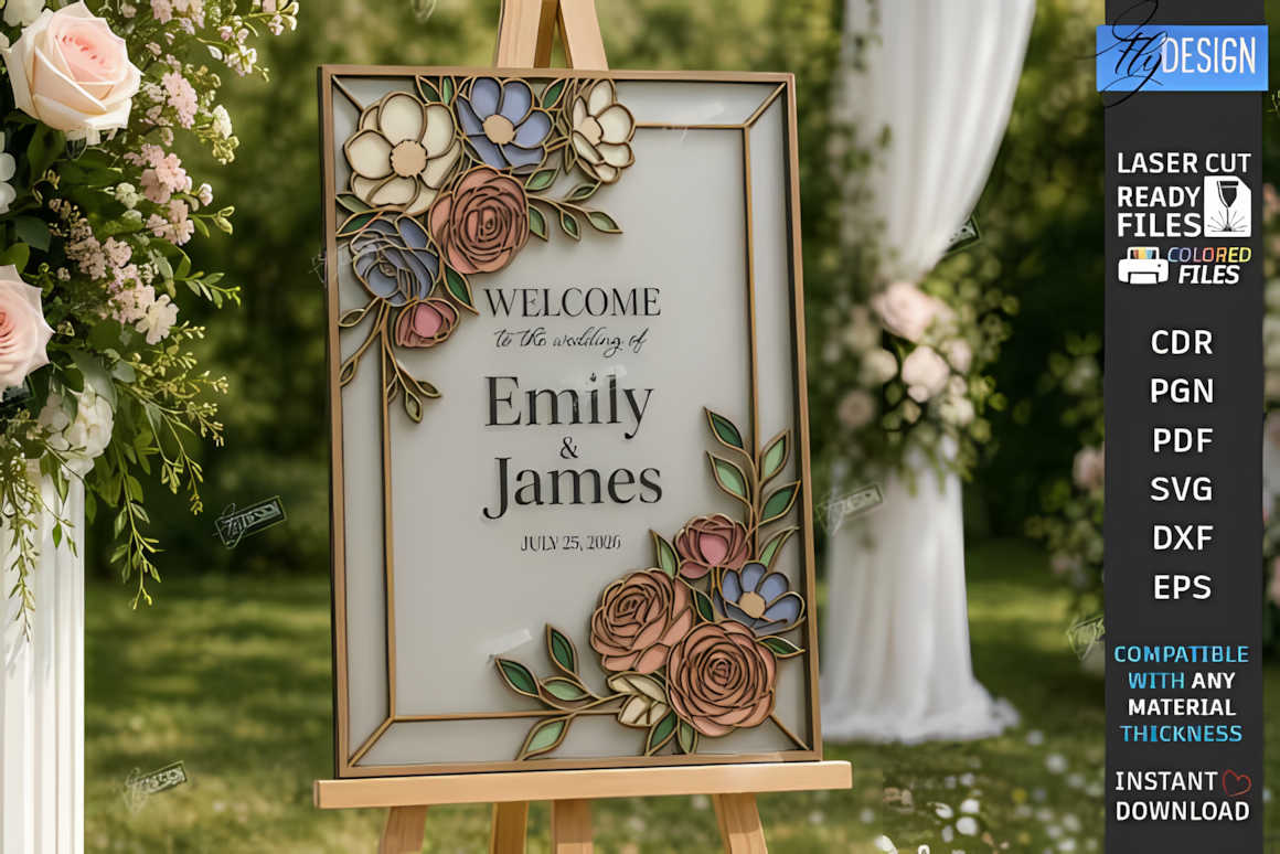 stained glass wedding welcome sign svg