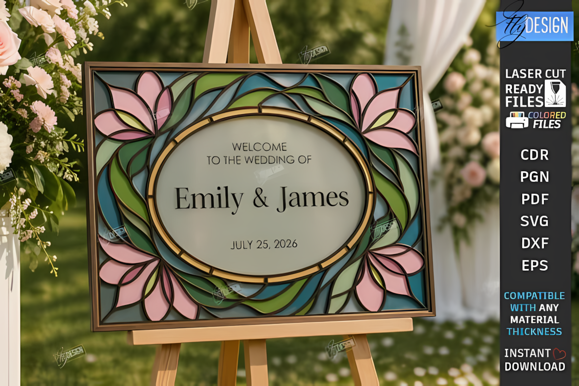 faux vitreous wedding welcome sign laser
