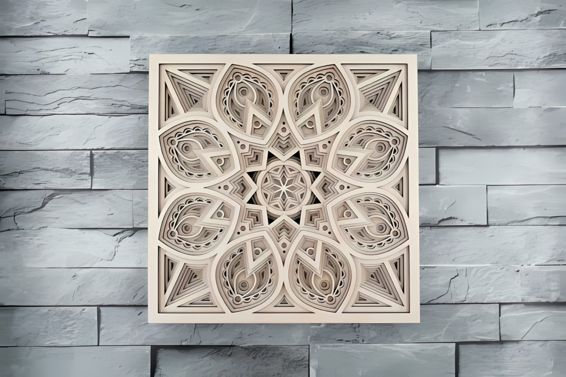 decorative star-shaped mandala 3d wall piece laser vector