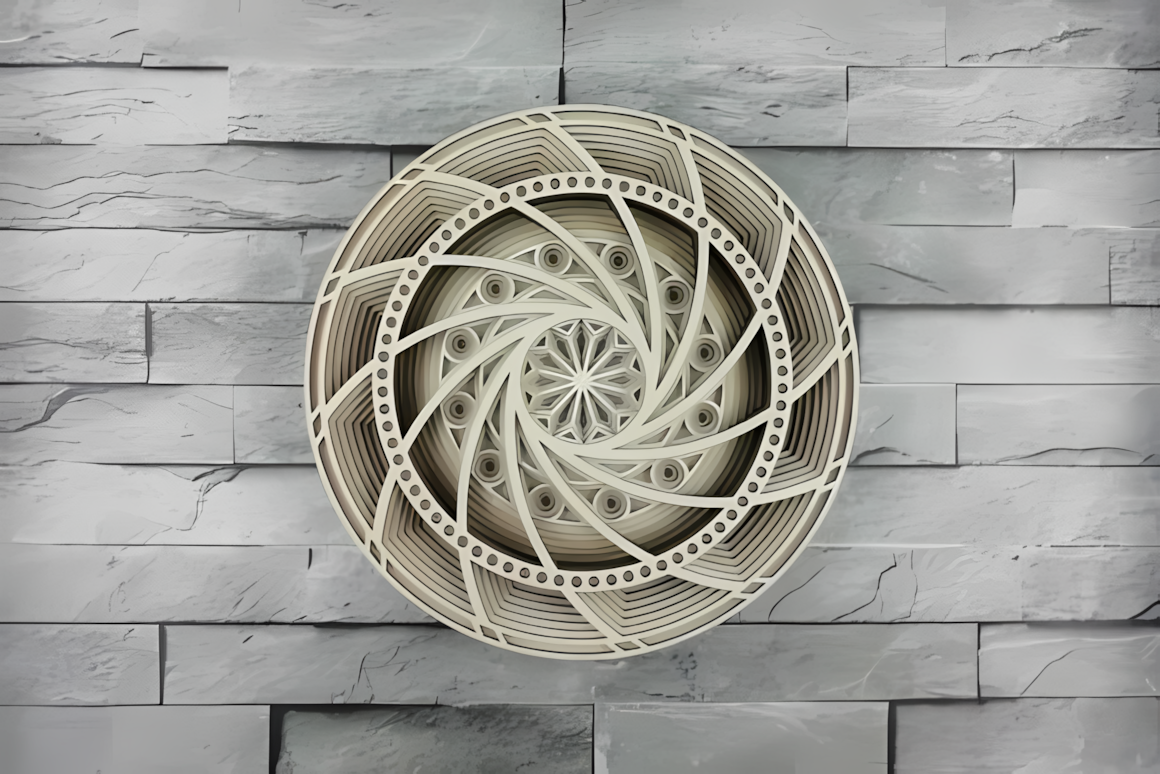 spiral vortex mandala 3d layered wall decor laser design