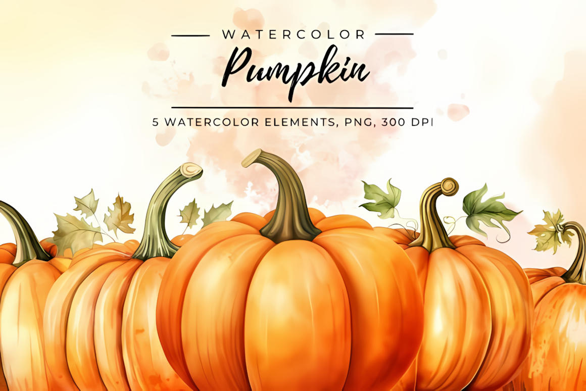 isolated watercolor halloween pumpkin png graphic